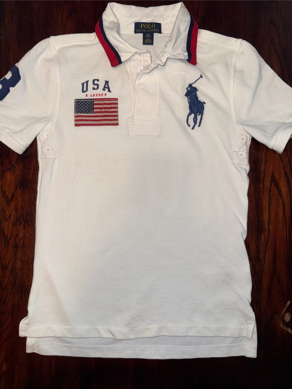 Polo by Ralph Lauren White Kids Polo with Navy & Red Accents
